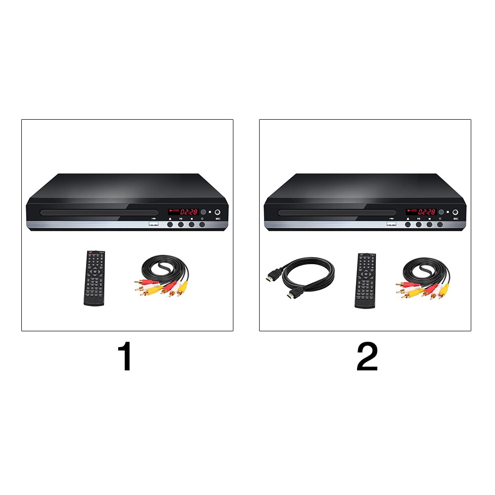 Home Portable Multi Format VCD Metal For TV Easy Install Karaoke Remote Control US Plug USB CD MIC Input DVD Player