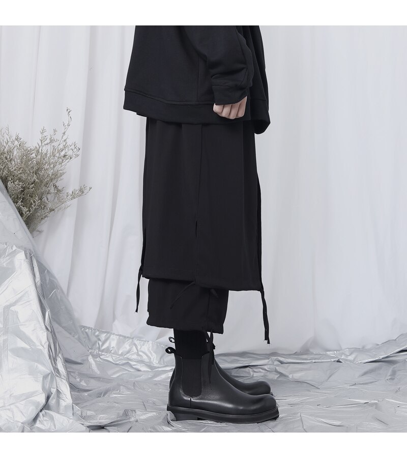 Jesienne codzienne męskie spodnie, męskie spodnie rybaczki, modne męskie niszowe wzornictwo Yamamoto dwuwarstwowe uwięzi luźny straigh