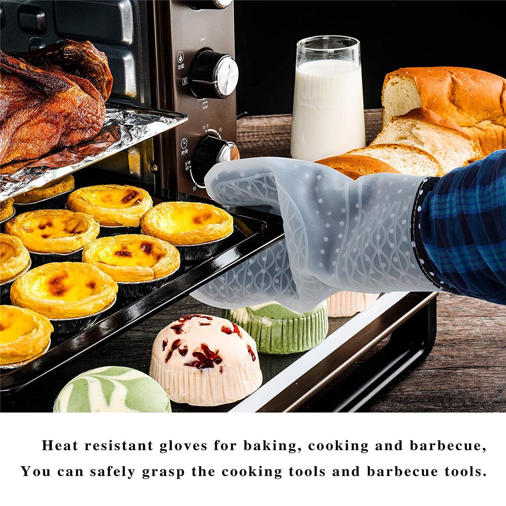 Høj temperatur isolering grill mikrobølgeovn handsker anti-skoldning bagning handsker tyk skridsikker bbq handske til unisex 1 stk