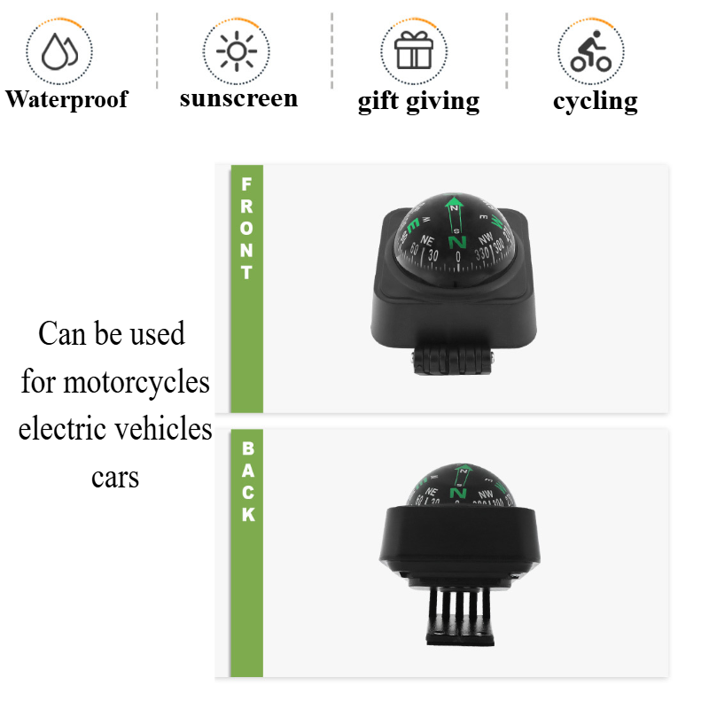 Outdoor Adjustable Navigation Dashboard Car Compass For Car Boat Cycling Hiking Direction Pointing Guide Ball Shaped Compass