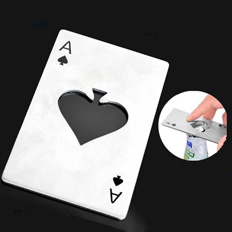 Poker es af spader form stilfuld rustfrit stål øl vin soda glas flaske låg åbner bærbare bar værktøjer