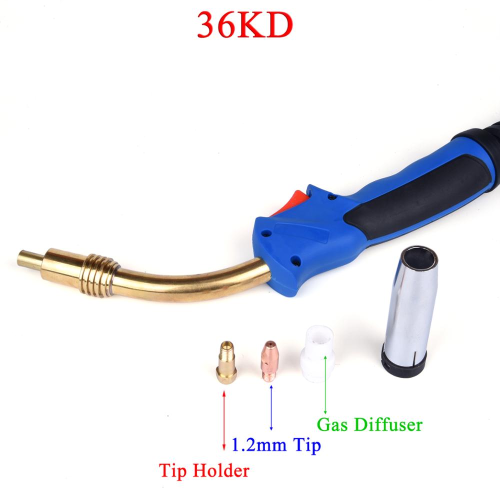 Soplete de soldadura MIG MAG MB, soplete de soldadura con punta de contacto refrigerada por aire, soporte de cuello de cisne, boquilla de Gas, tipo europeo, 15AK 24KD 36KD