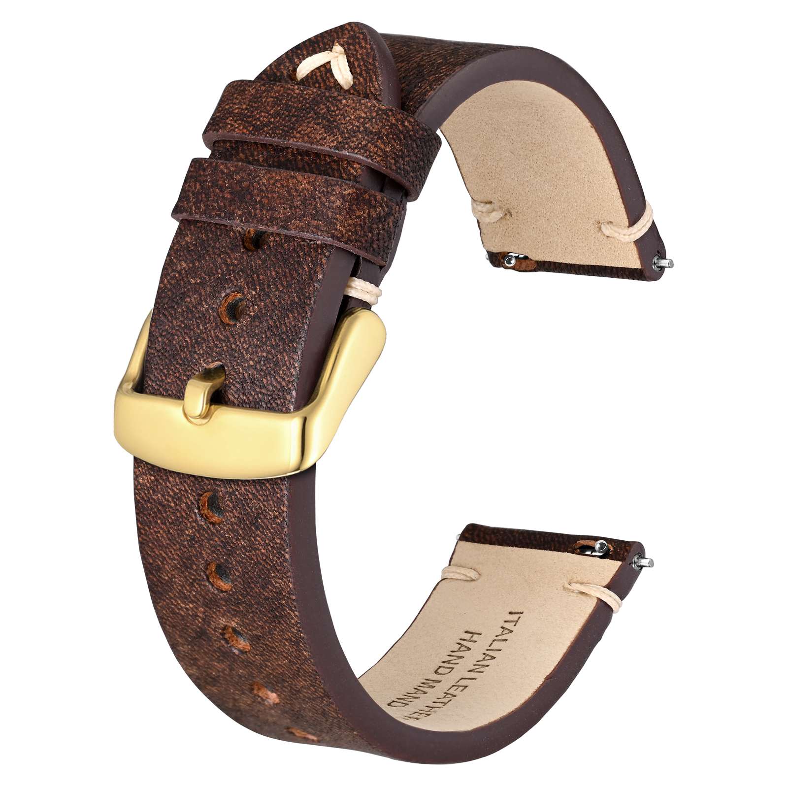 Bisonstrap italiensk lærreim 20mm klokkereim 18mm klokkereim herreklokkereim hurtigutløser: Beige / 22mm