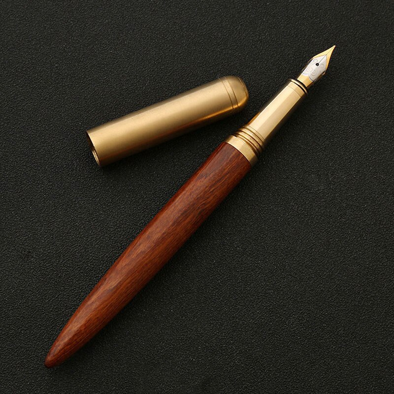 Pluma estilográfica de madera de de lujo, plumas de caligrafía de punta fina de 0,7mm, escritura de Metal, de madera, papelería, suministros escolares de oficina: Rose Wood
