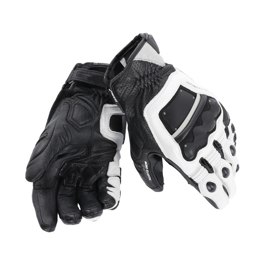Dain 4 STROKE EVO Glove Motorbike Motorcycle MTB Bike Off-road Motocross Leather Gloves: Black White / M