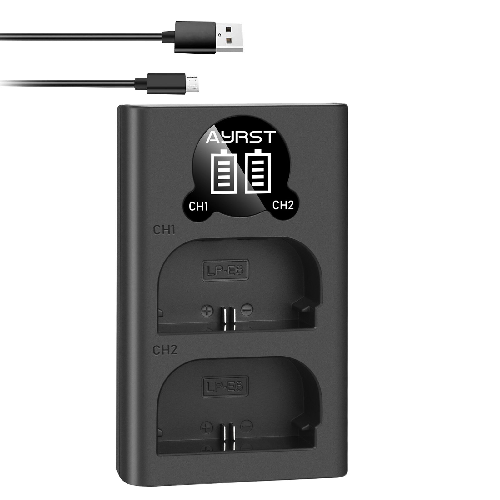 Batterie 2650mAh LP E6 LPE6 LP-E6 E6N + double chargeur LED pour appareil photo Canon EOS 5DS R 5D Mark II 5D Mark III 6D 7D 70D 80D