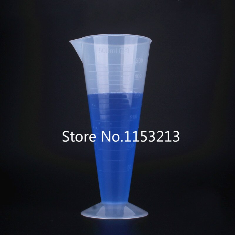 5 stks/partij 500 ml Capaciteit Clear afgestudeerd plastic Conica maatbeker PP cilinder Plastic Beker van Laboratorium benodigdheden