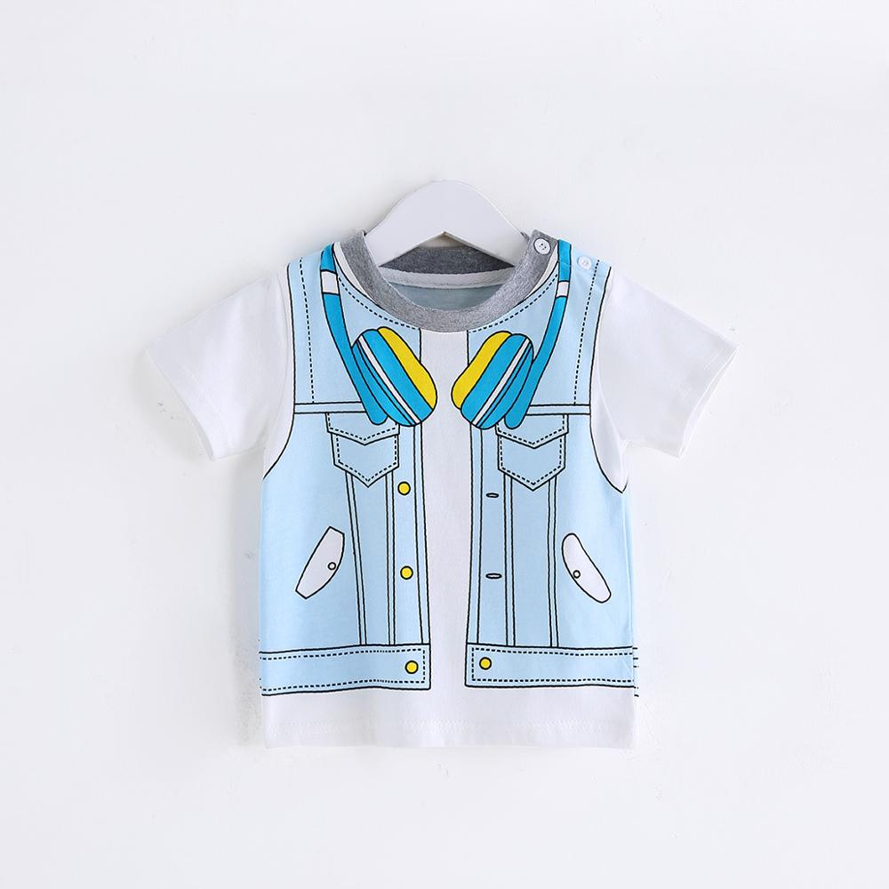 Ciciibear Babykleertjes 0-5Y Zomer Kinderkleding Katoenen Stijl Tops Kleding Kid Jongens Meisjes Korte Mouw T-shirt: blue / 36M