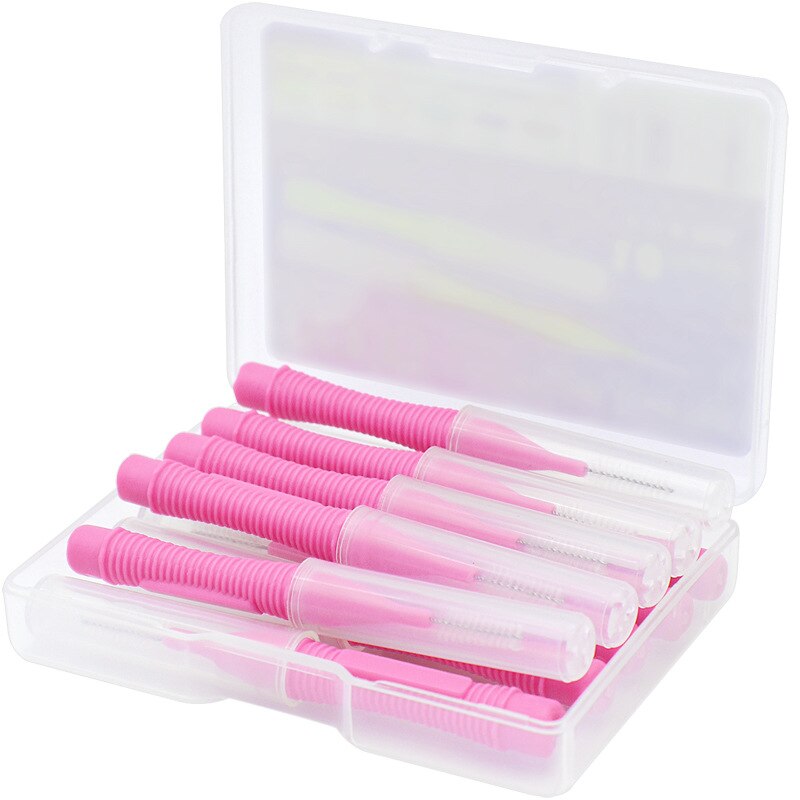 10 Stk/doos 0.4-1.5Mm Interdentale Borstels Gezondheidszorg Tand Push-Pull Escova Verwijdert Voedsel En Plaque Beter tanden Mondhygiëne Tool: pink 10pcs
