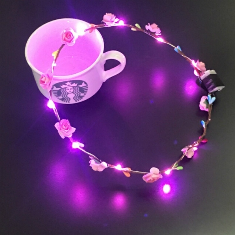 Guirnalda de pelo LED para de boda para mujer, corona, diadema Floral, diadema