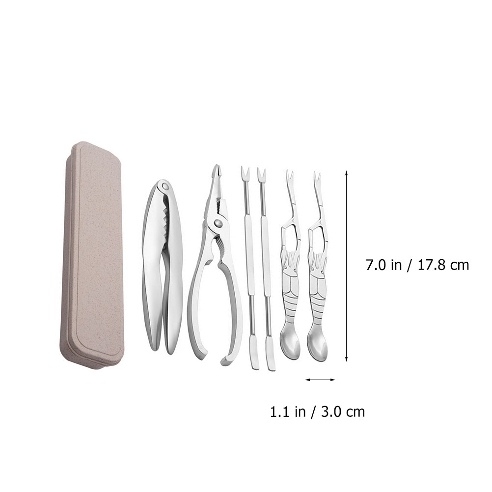 1 Set/6pcs Stainless Steel Crab Tools Crab Peel Tools Seafood Tools With Case Stainless Steel Nut Crackers Seafood Tools Set​: Default Title