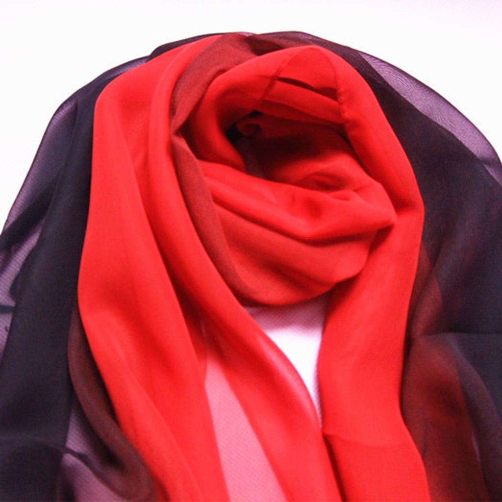 Tørklæde kvinde silke tørklæde lang slank gradient farve bedst til dame