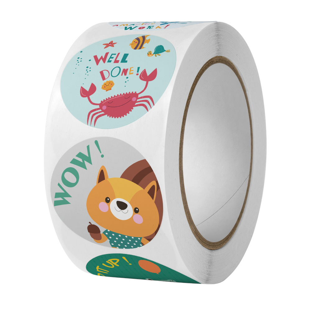 500 Pcs Beloning Stickers Motivatie Stickers Roll Voor Kinderen Voor School Beloning Studenten Leraren Leuke Dieren Stickers Labels