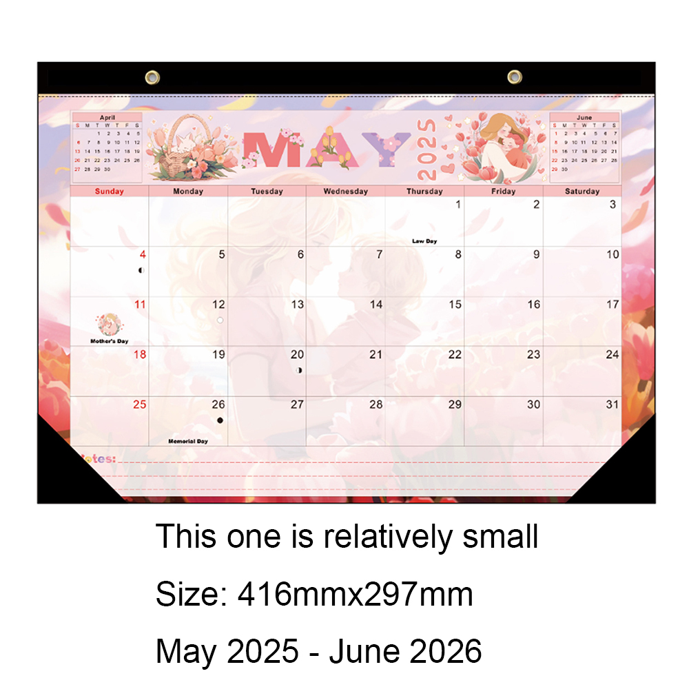 25-26 Year Colorful Wall Calendar Simple Desktop Calendar 18-Month English Calendar Jul - Dec For Home School: light yellow