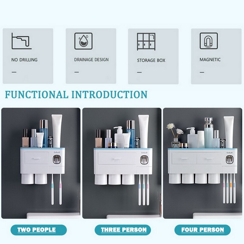 Magnetic Adsorption Inverted Toothbrush Holder Automatic Toothpaste Squeezer Dispenser Storage Rack Bathroom Accessories