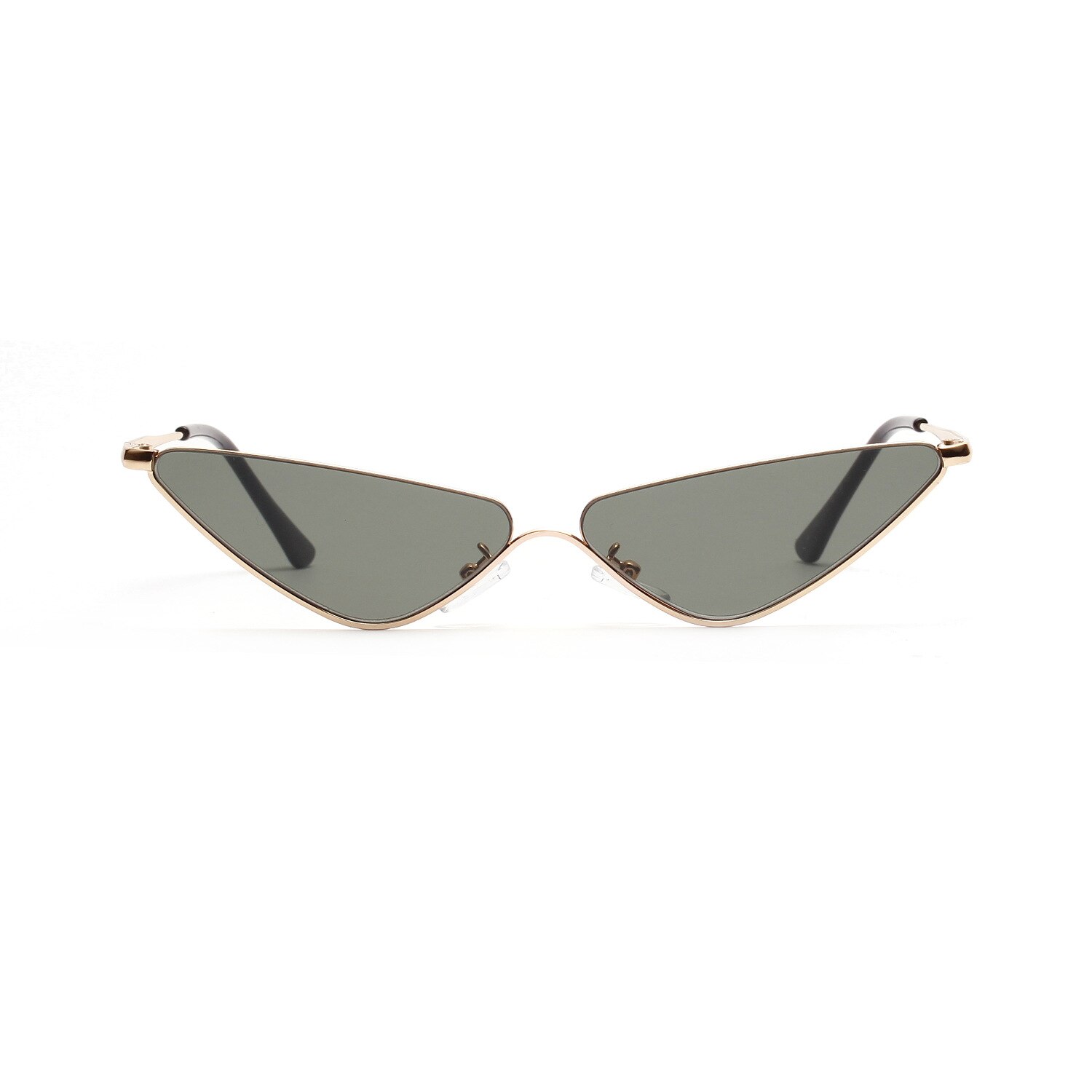 Lady Triangle Sun Glasses Women's Cat Eye Small Glasses Women's Men's Personality Retro Polygon Small Frame Sunglasses: Green