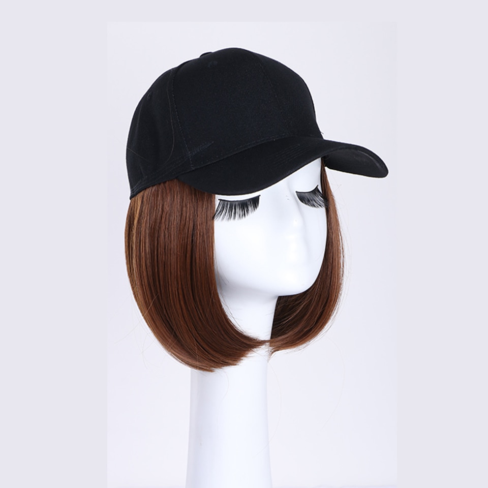 Houyan Korte Pruik Synthetische Mode Pruik Baseball Cap Hoed Steil Haar Baseball Hittebestendig Fiber Elf Cut Korte Pruik