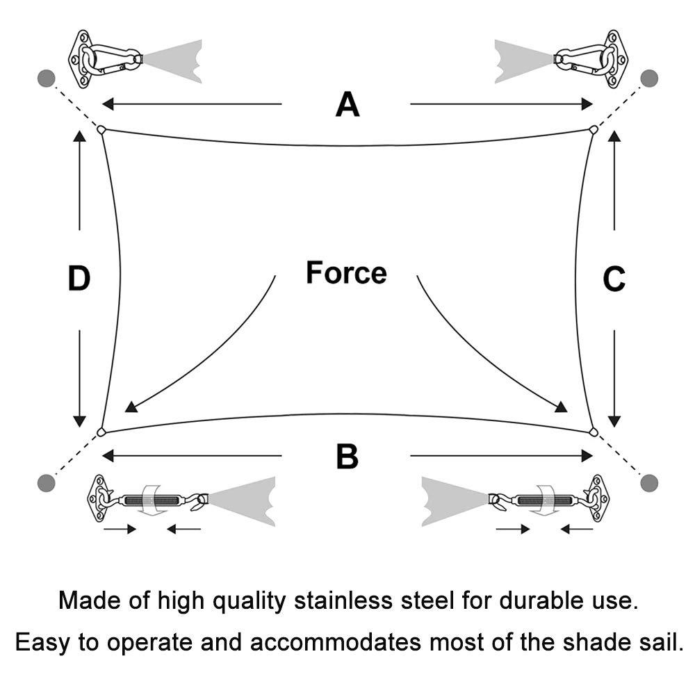 Shade Sail Hardware Kit for Rectangle Sun Shade Sails Mounting Hanging Installation Accessory for Patio Pool Backyard