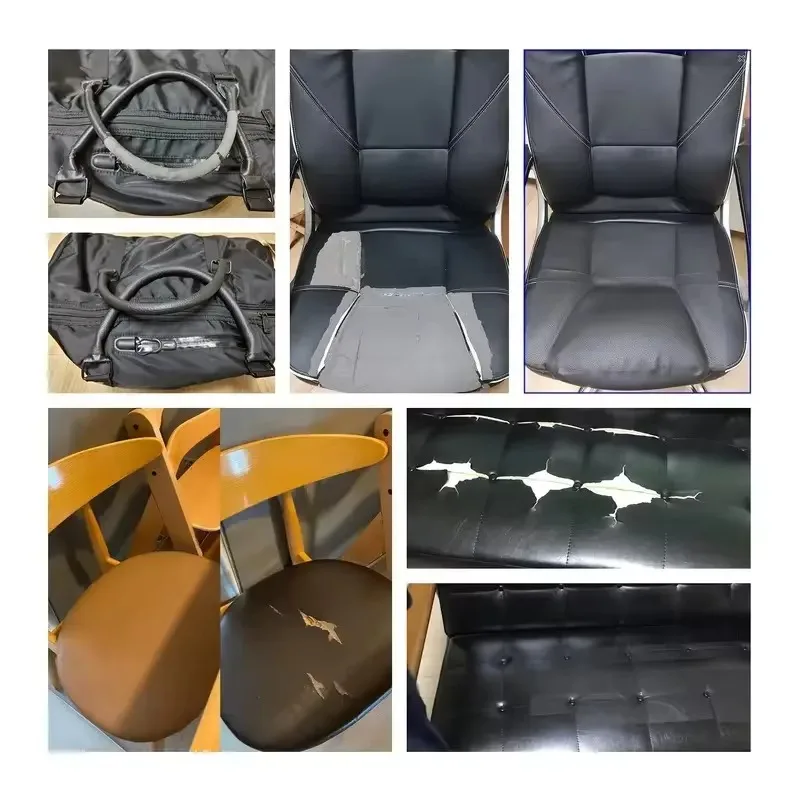 Zelfklevende reparatietape voor leer, geschikt voor banken, meubels, fauteuils en autostoelen. geavanceerde reparatieset voor pu-leer, sticker voor leer en stof.