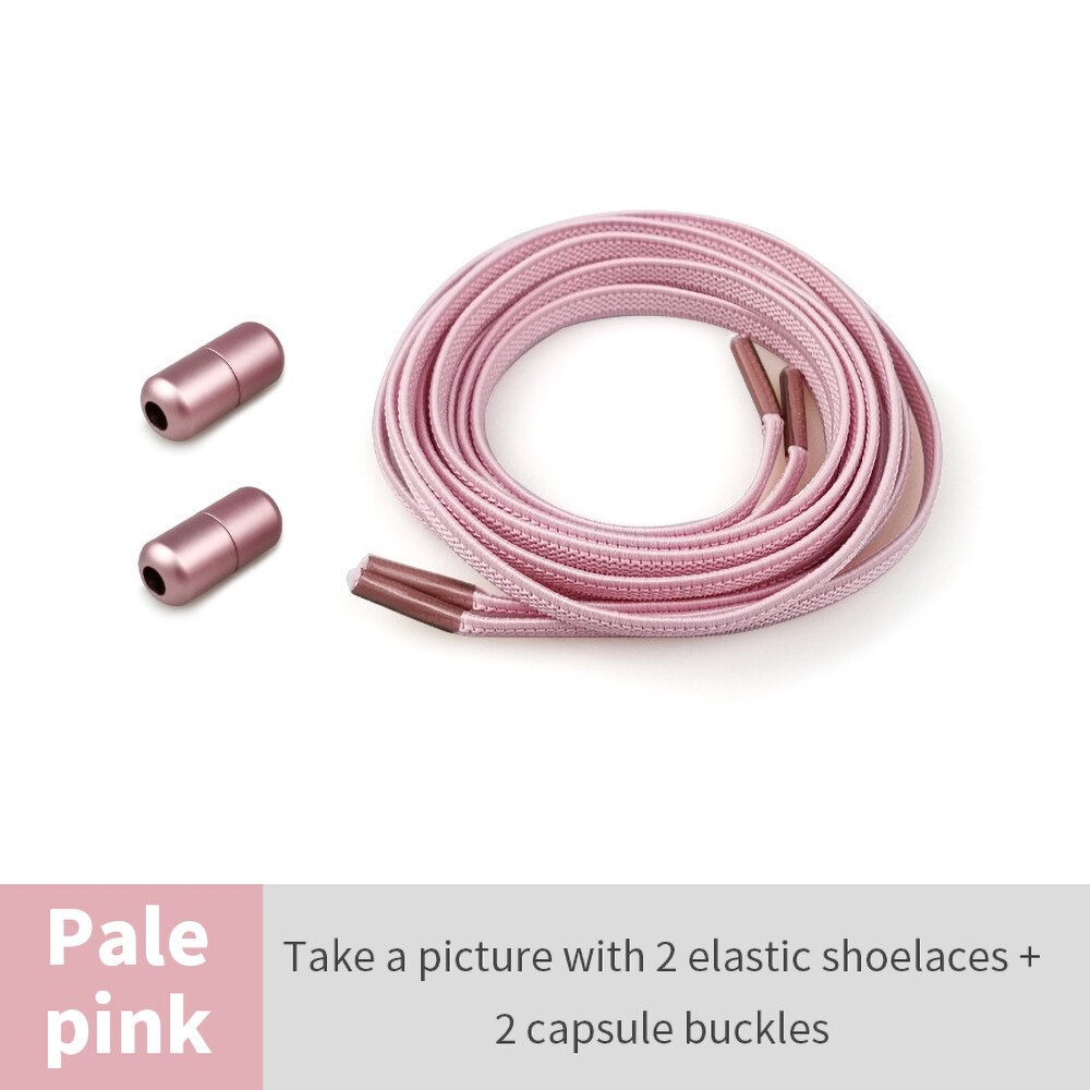 Lacets plats élastiques pour femmes et hommes, faciles à porter, faciles à assortir, chaussures blanches décontractées pour enfants, lacets colorés: light pink