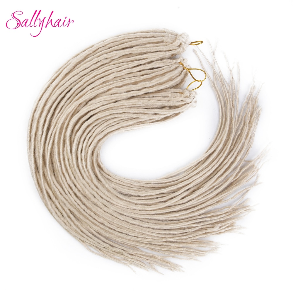 Sallyhair-extensiones de pelo largo para hombre y mujer, trenzas de ganchillo sintéticas, blancas y negras, 20 pulgadas, 12 hebras, hechas a mano