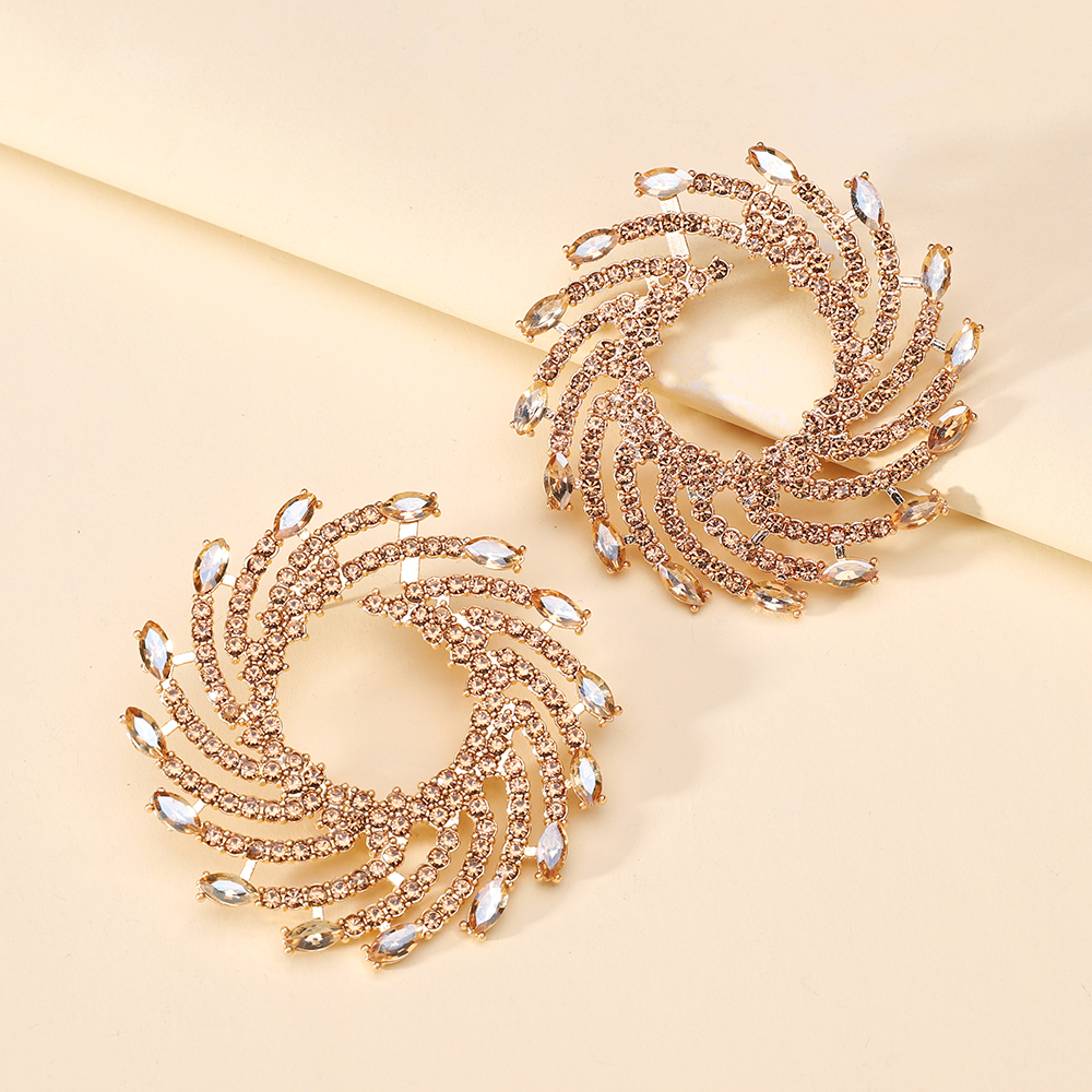 Pendientes grandes de cristal redondos con forma de flor de sol para mujer, joyería inusual de lujo para de graduación, accesorios para las orejas,: Pistola negra plateada