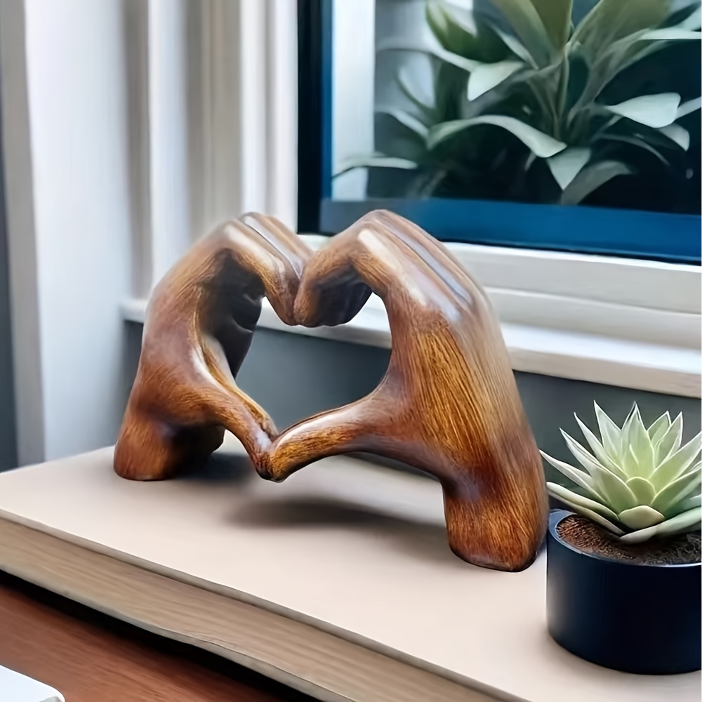 1pc hars hartvormige handgemaakte sculptuur decoratie standbeeld liefde kunst familie kantoor boekenplank woonkamer decoratie cadeau