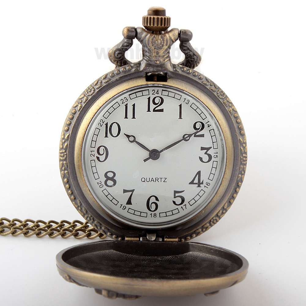 Antik kvarts fickur steampunk vintage kedja golf julglas medaljonger reloj de bolsillo