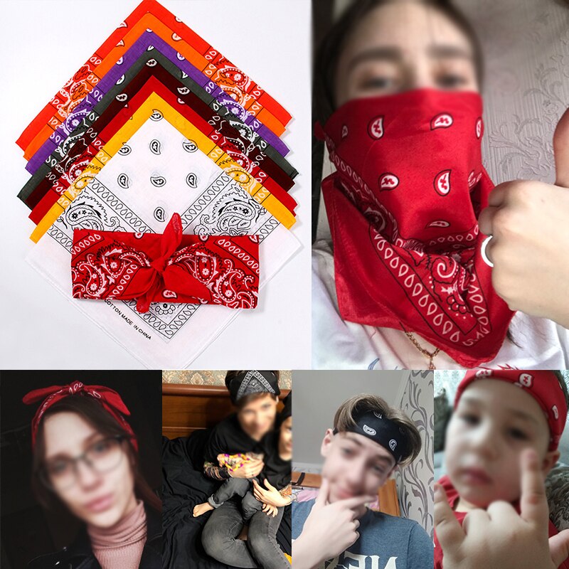 Hiphop 100%  katoenen bandana 55cm*55cm vierkante sjaal bandana heren zwarte bandana's rode paisley bandana dames buiten hals gezichtssjaal