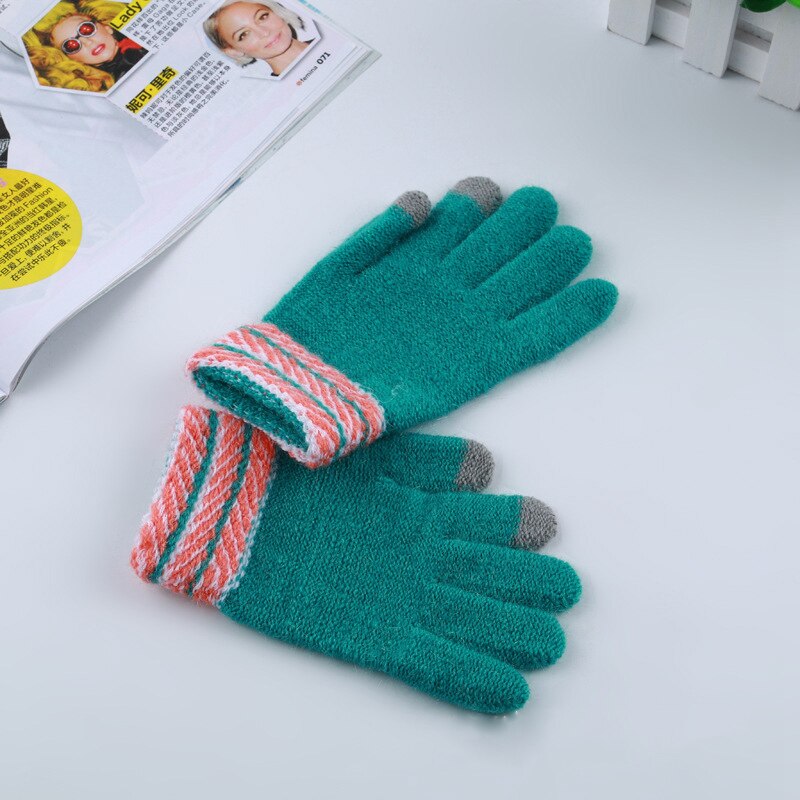 Vinterhandsker barn fuldfinger vanter til baby gilrs uldstrikket handske spædbarn dreng udendørs handske børn slik farve vante: Grøn