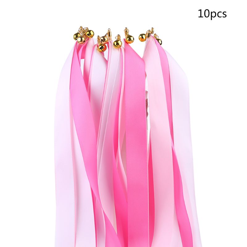 10pcs Twirling Ribbon Wands Colorful Streamers Wedding Party Favor Sticks Bell U2JB: 5