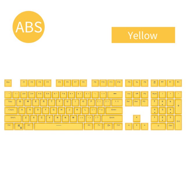 108pc SA Profile Keycap Set - Double Color Injection ABS - For MX Blue/Brown Mechanical Keyboards: Yellow