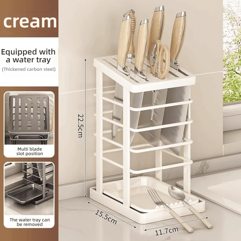Keuken Tafelblad Opbergrek Mes Houder Stand Waterdichte Holle Opbergrek Keukengerei Organizer Houder Accessoires: Zwart Nikkel