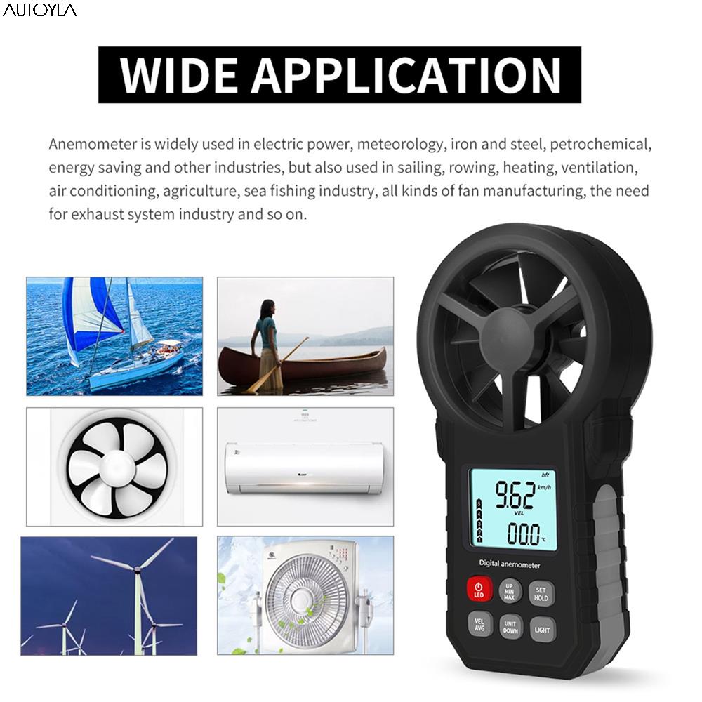 3 In 1 Digital Anemometer Wind Speed Meter For Measuring Wind Speed/Temperature /Wind Volume With Backlight LCD
