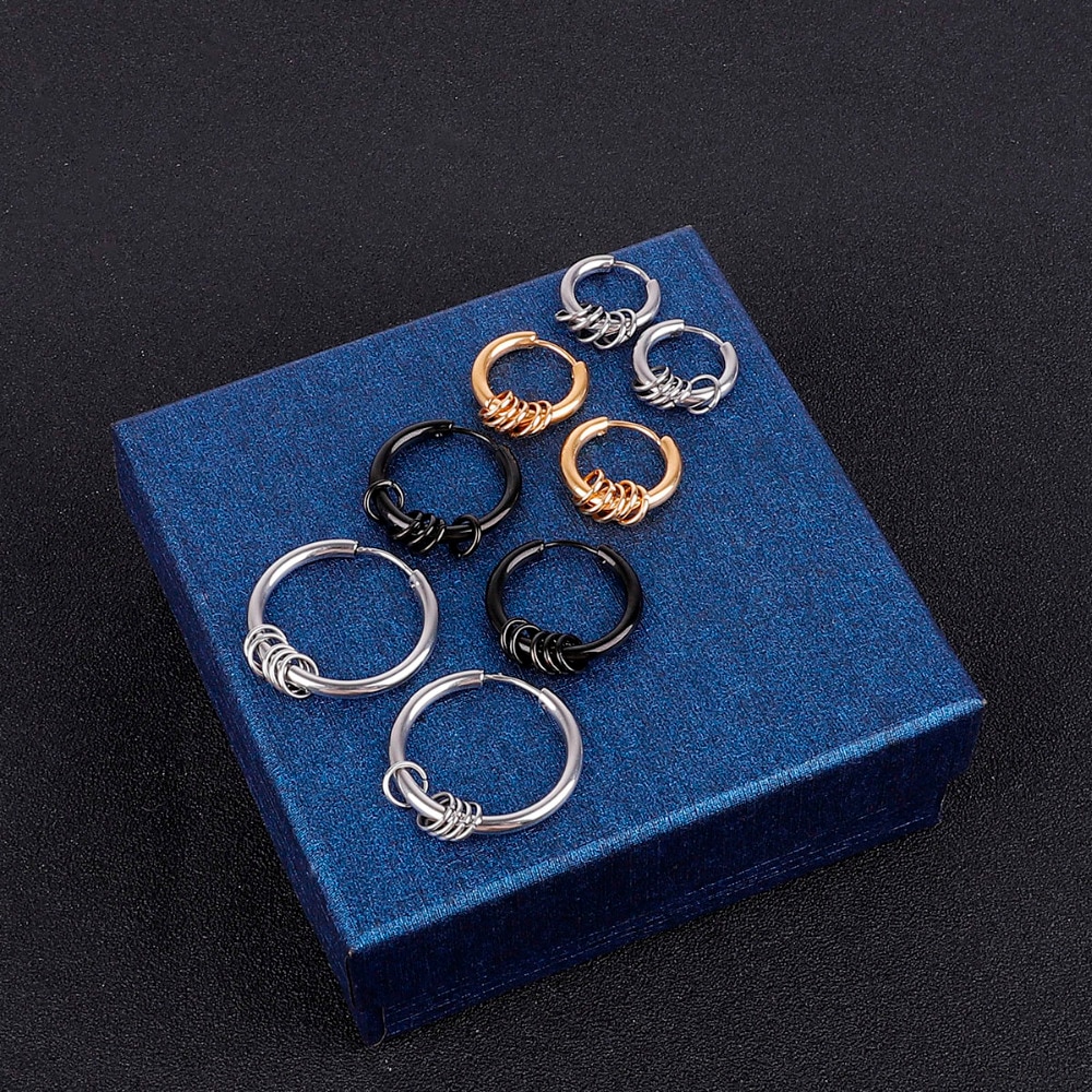 1PC boucles d'oreilles hommes rond titane acier boucles d'oreilles hommes bijoux accessoires Hipster Rock Style Punk cercle boucles d'oreilles hommes