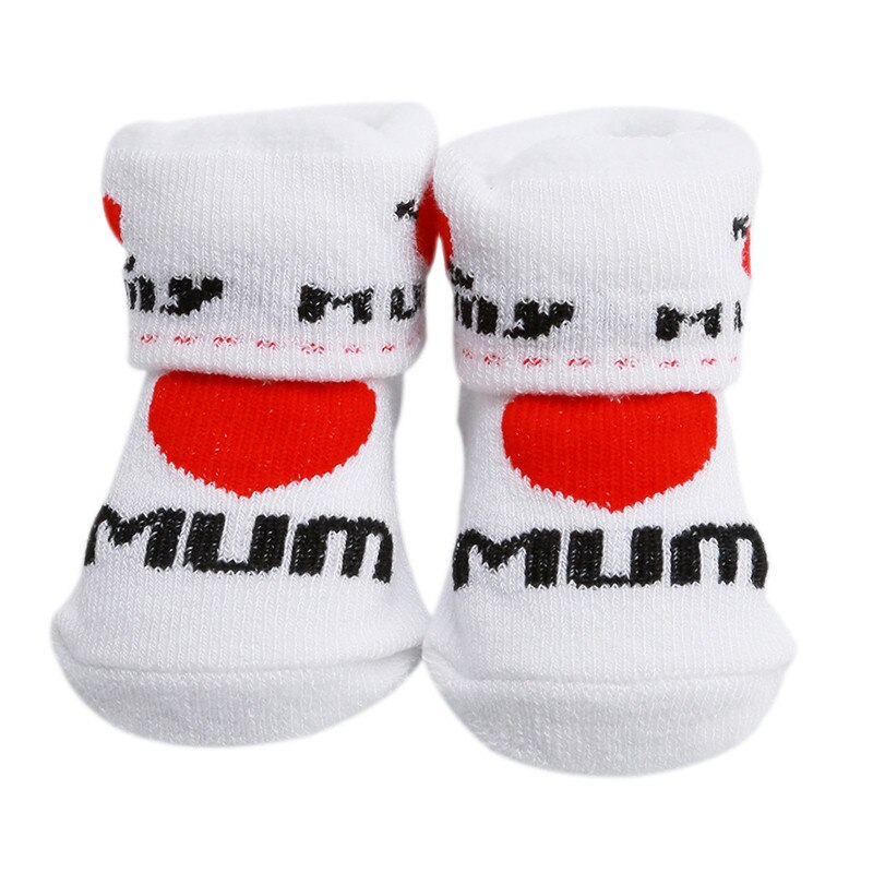 Baby Socks Rubber Slip-resistant Floor Socks Love Dad Love Mom Cartoon Kids Socks For Girls Boys 994604: mum