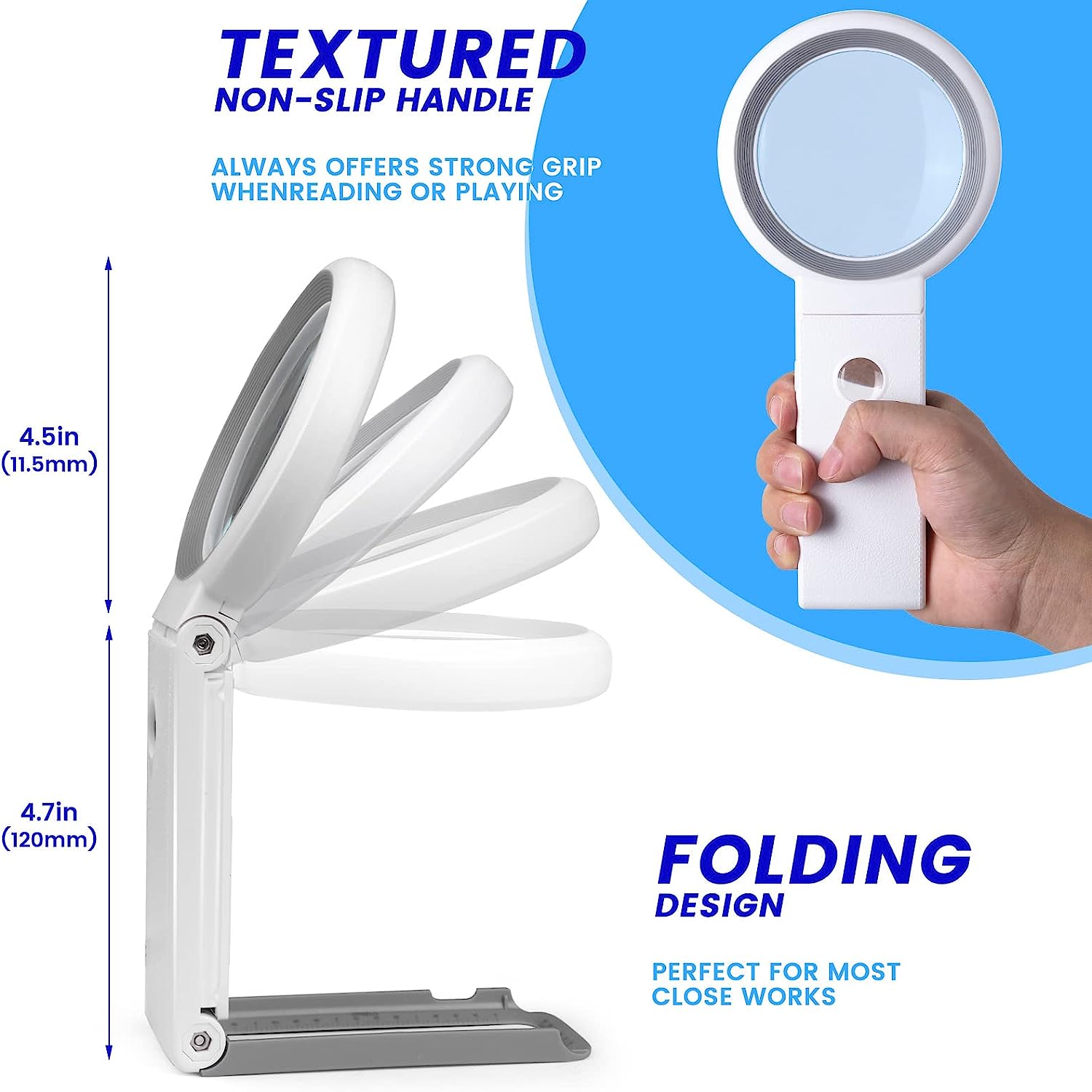 30X 10X vergrootglas met licht en standaard Opvouwbaar handvergrootglas 18 LED-verlicht verlichte vergrootglas voor lezen