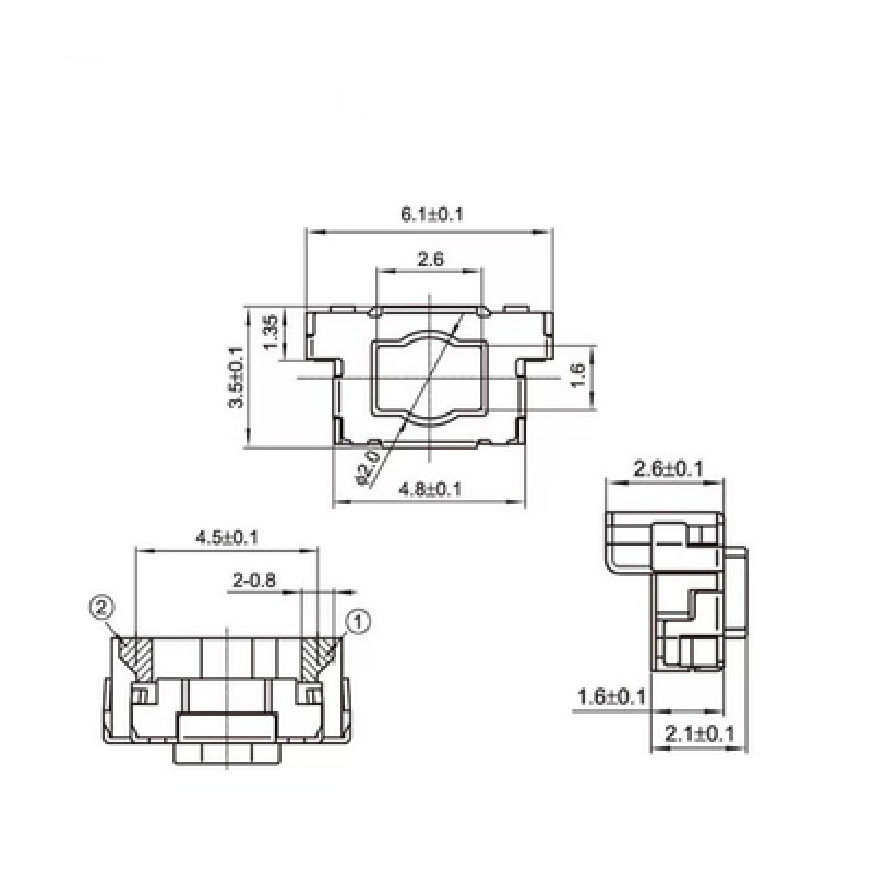 50 Stuks 3X6X3.5Mm Micro Tactile Tact Keys Knoppen Pruim Touch Schakelaar Smd Push Side Knop schakelaar 3*6*3.5Mm