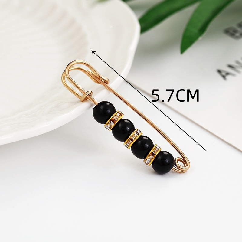 Broches para ropa con cuentas de tabique de perlas blancas y negras de 5,7 CM para mujer, solapa, suéter de seguridad, abrigo, alfileres para vestido, insignia, accesorios con hebilla