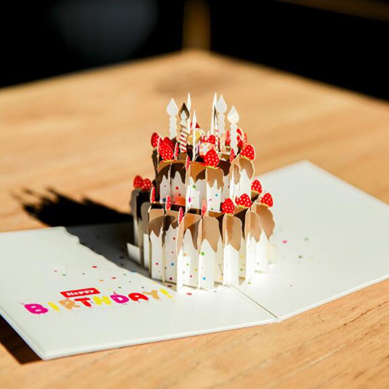 3D Pop-up Cards Valentine's Day Lover Happy Birthday Party Invitation Folding Type Stereo Greeting Card