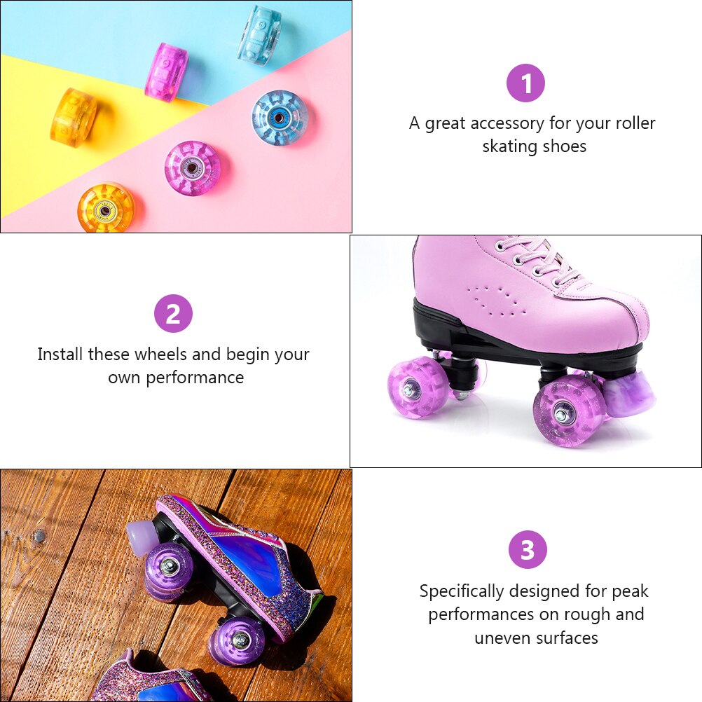4Pcs Skating Glowing Wheels Ice Skates Wheels Double-row Roller Skates Wheels