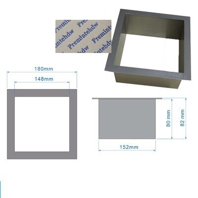 304 stainless Steel Square Round Built-in In Countertop Bench Top Waste Trash Chute Grommet No Cover Bathroom Hotel Public: Square 180mm