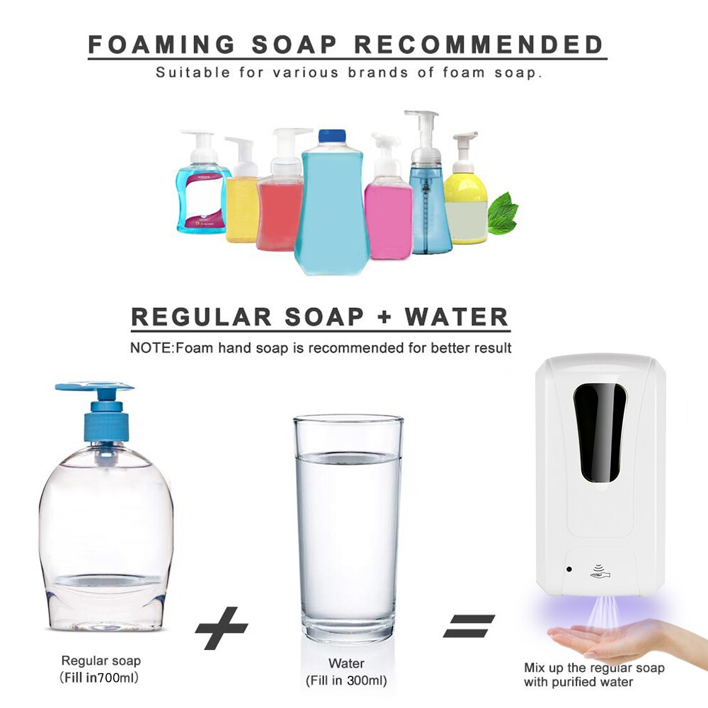 Automatic Soap Dispenser Touchless Hand Soap Machine Automatic Alcohol Dispenser Spray Hand Hygiene Sensor UV Light Hand Cleaner