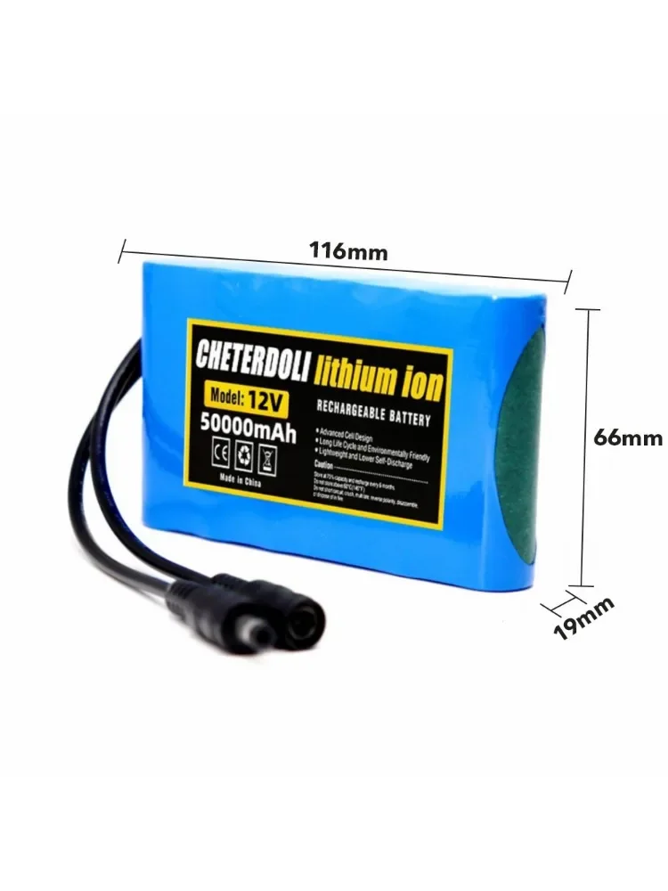 Nowy pakiet akumulatorów 3S2P z płytką zabezpieczającą, 12V 50ach, 12V 5000mAh, litowo-jonowe ogniwa 18650, akumulator DC 12.6V Super ładowalny + ładowarka
