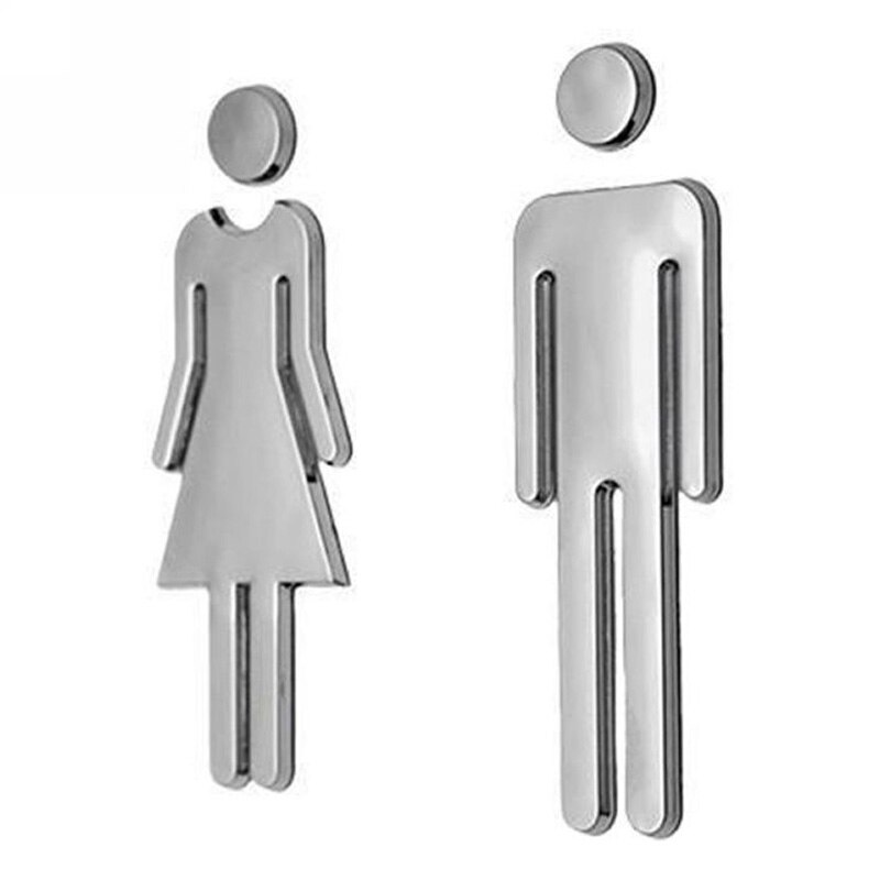 1 sæt toilet dør skilt klæbende plak mænd og kvinder loo badeværelse toilettet dør klistermærke mayitr