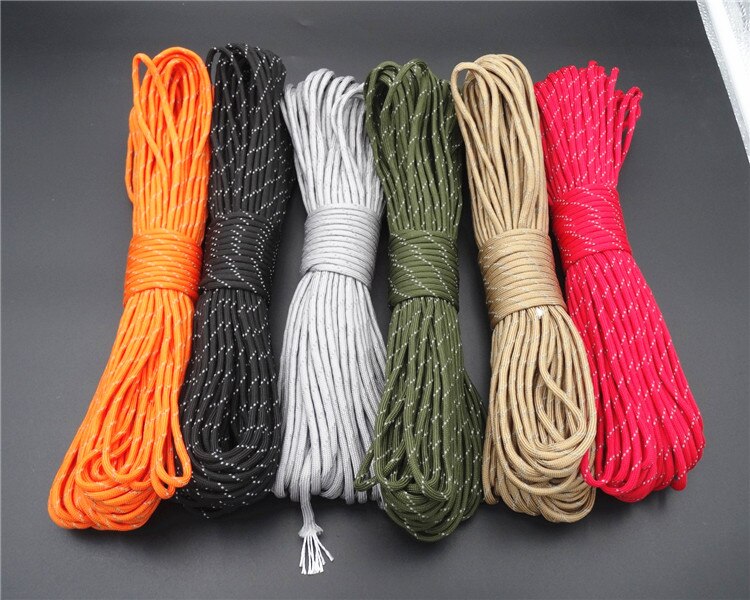 100 Meter Paracord Reflecterende 4 Mm 7 Strand Paracord Core Outdoor Camping Corda Parachute Cord Lanyard Tent Touw Multifunctionele