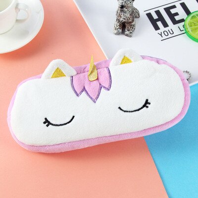 Cute Unicorn Pencil Case Plush School Pencil Cases Bag Stationery Pencil case Kawaii Pencil Case For Girls School Supplies Tool: Purple