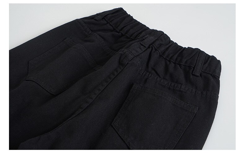 Chicas adolescentes Beige recto Jeans Otoño Invierno cintura alta cintura elástica pantalones Denim 10 12 13 14 15 años