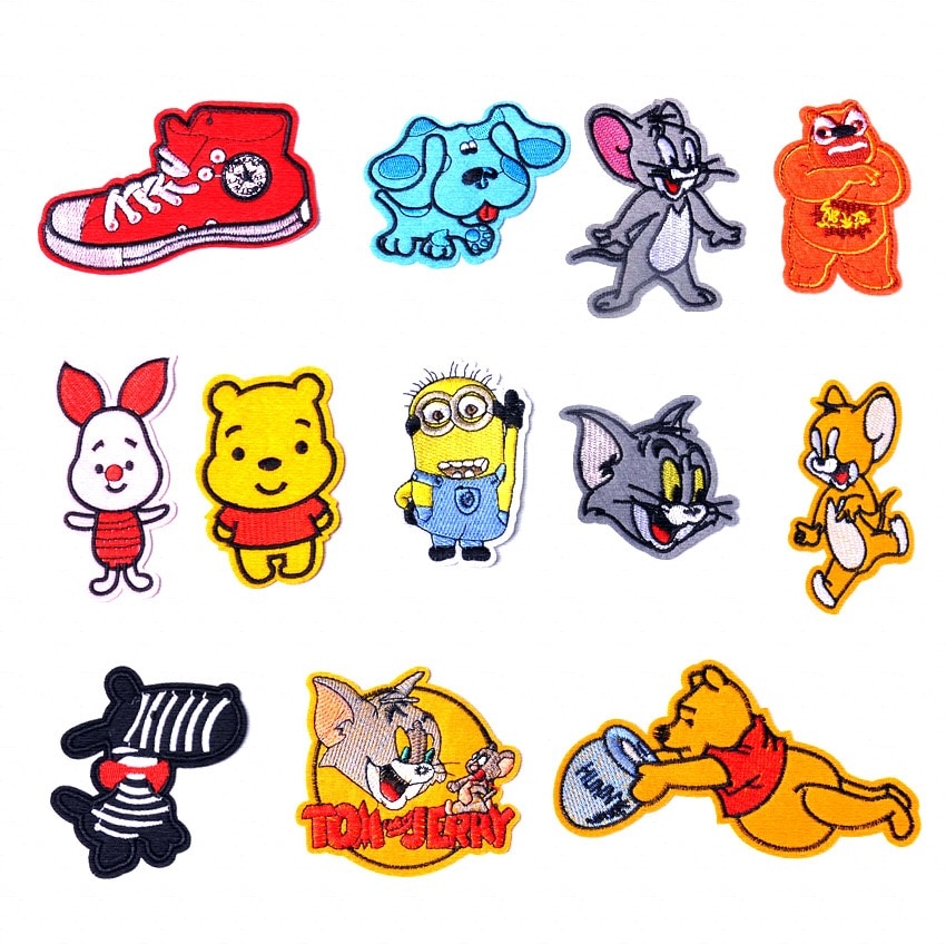 Borduurwerk Patch Stickers Voor Kinderen Cartoon Doek Stickers Kleine Kat Muis Borduurwerk Thermo-Lijm Kleding Stickers