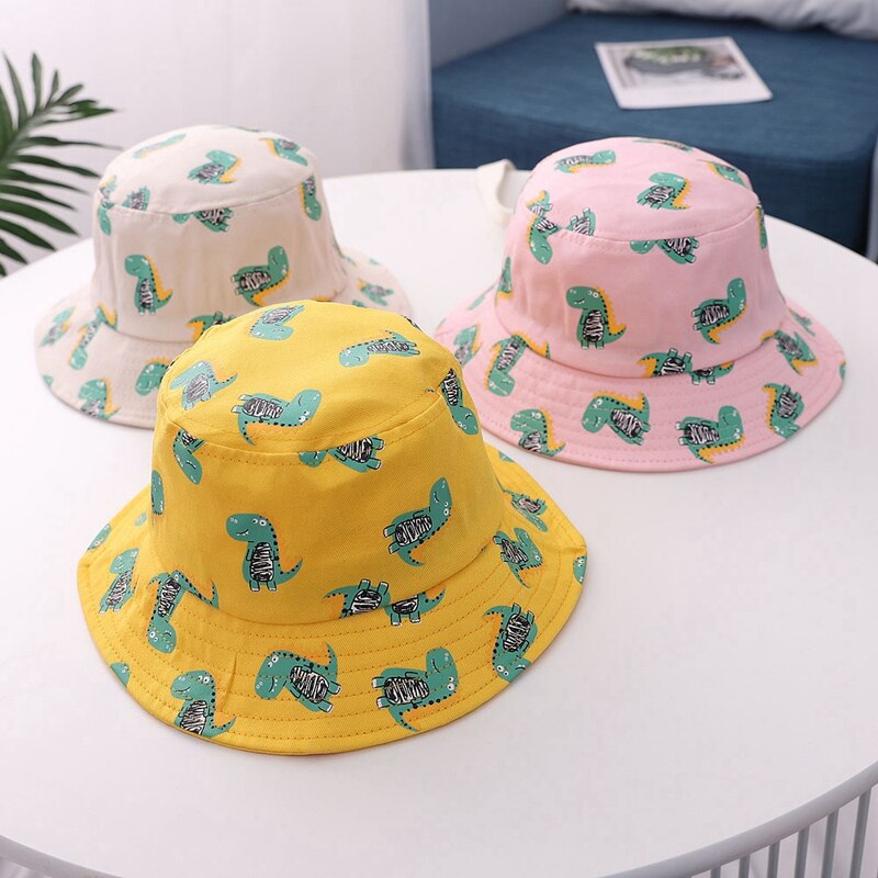 Dinosaure impression chapeau bébé chapeau dessin animé chapeau coton seau chapeau enfants été chapeau de soleil enfant en bas âge garçons filles chapeau